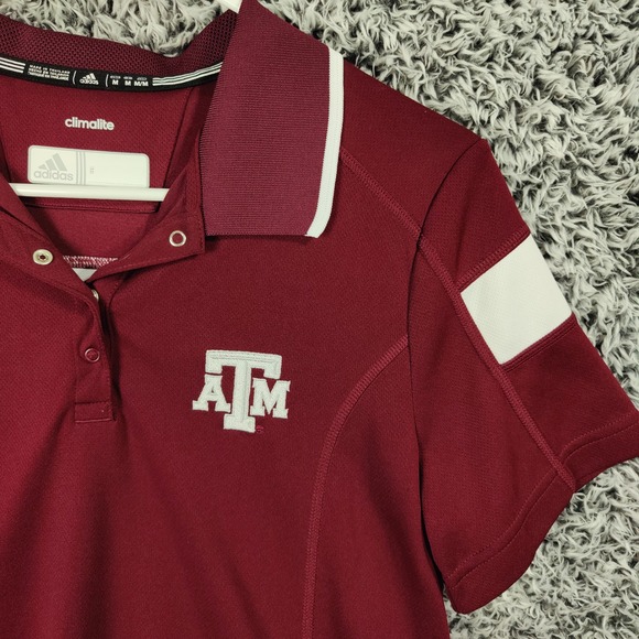Texas A&M Aggies Adidas Climalite Polo College Football Top Maroon Womens Medium - Picture 3 of 10